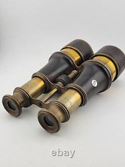 Post Civil War US/British antique binoculars field glasses Leather Grips. Clean