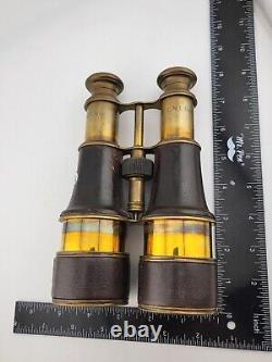 Post Civil War US/British antique binoculars field glasses Leather Grips. Clean