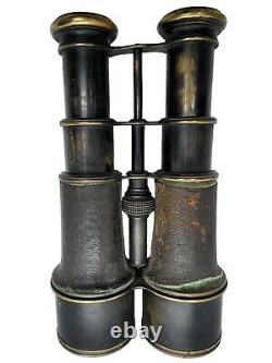 Post Civil War antique binoculars field glasses, Extendable, Leather Grips ¥