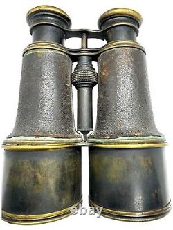 Post Civil War antique binoculars field glasses, Extendable, Leather Grips ¥