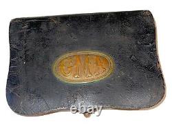 Pre Civil War 1800s GMA GEORGIA MILITARY ACADEMY LEATHER CARTRIDGE BOX with TIN I