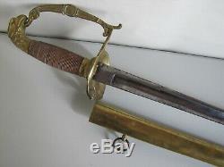 Pre-Civil War Widmann Eaglehead Officers Sword withBrass Scabbard