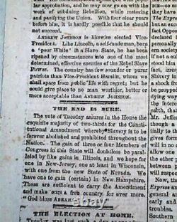 President Abraham Lincoln Election Victory 1st Report 1864 Civil War Newspaper