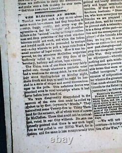 President Abraham Lincoln Election Victory 1st Report 1864 Civil War Newspaper