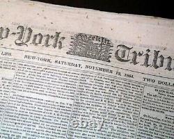 President Abraham Lincoln Election Victory 1st Report 1864 Civil War Newspaper