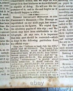 President Abraham Lincoln State of the Union Address 1863 Pro Rebel Newspaper