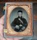 Quarter Plate Tinted Tintype Civil War Young Freckled Face Soldier Half Case