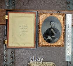 Quarter Plate Tinted Tintype Civil War Young Freckled Face Soldier Half Case Quarter Plate Tinted Tintype Civil War Young Freckled Face Soldier Half Case