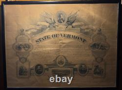 RARE 1871 Vermont Civil War Testimonial-Signed Gov John Stewart & William Wells