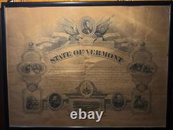 RARE 1871 Vermont Civil War Testimonial-Signed Gov John Stewart & William Wells