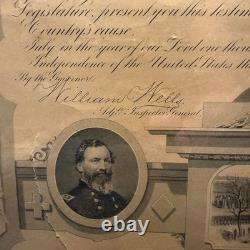 RARE 1871 Vermont Civil War Testimonial-Signed Gov John Stewart & William Wells