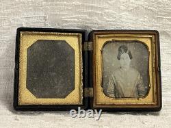 RARE 1/6 PLATE Gutta Percha CASE CIVIL WAR USS MONITORIRON WARSHIP - 9047