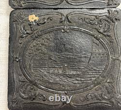 RARE 1/6 PLATE Gutta Percha CASE CIVIL WAR USS MONITORIRON WARSHIP - 9047