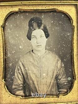 RARE 1/6 PLATE Gutta Percha CASE CIVIL WAR USS MONITORIRON WARSHIP - 9047