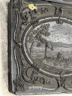 RARE 1/6 PLATE Gutta Percha CASE CIVIL WAR USS MONITORIRON WARSHIP - 9047