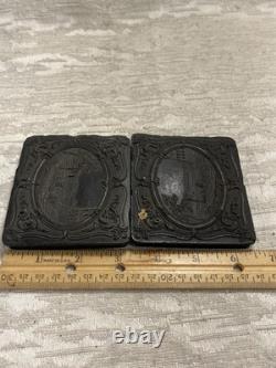 RARE 1/6 PLATE Gutta Percha CASE CIVIL WAR USS MONITORIRON WARSHIP - 9047