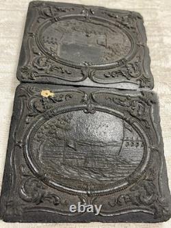 RARE 1/6 PLATE Gutta Percha CASE CIVIL WAR USS MONITORIRON WARSHIP - 9047