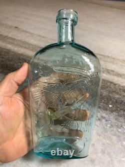 RARE Antique Iron Pontil Whittled Civil War Bottle Eagle UNION Philidelphia