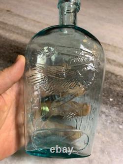 RARE Antique Iron Pontil Whittled Civil War Bottle Eagle UNION Philidelphia