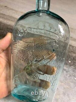 RARE Antique Open Pontil Whittled Civil War Bottle Eagle UNION Philidelphia