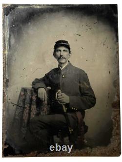 RARE Antique Tintype Photo Civil War Colonel John Hummond 5th Cavalry