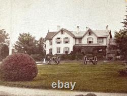 RARE! CIVIL WAR PRESIDENT LINCOLN'S SUMMER HEADQUARTERS STEREO PHOTO c1863
