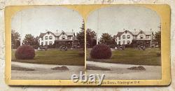 RARE! CIVIL WAR PRESIDENT LINCOLN'S SUMMER HEADQUARTERS STEREO PHOTO c1863