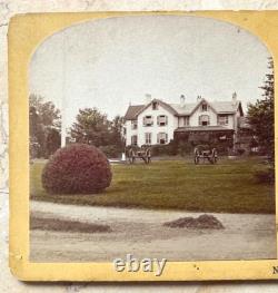 RARE! CIVIL WAR PRESIDENT LINCOLN'S SUMMER HEADQUARTERS STEREO PHOTO c1863