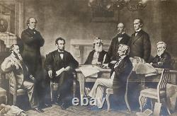 RARE! CIVIL WAR PRES. LINCOLN CABINET READING L. C. HANDY / BRADY PHOTO c1866