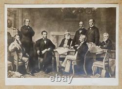 RARE! CIVIL WAR PRES. LINCOLN CABINET READING L. C. HANDY / BRADY PHOTO c1866