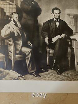 RARE! CIVIL WAR PRES. LINCOLN CABINET READING L. C. HANDY / BRADY PHOTO c1866