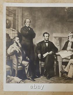 RARE! CIVIL WAR PRES. LINCOLN CABINET READING L. C. HANDY / BRADY PHOTO c1866