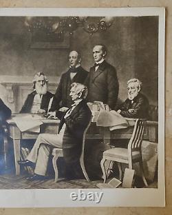 RARE! CIVIL WAR PRES. LINCOLN CABINET READING L. C. HANDY / BRADY PHOTO c1866