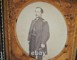 RARE CIVIL WAR SOLDIER PHOTOGRAPH CASE With FLAGS, DRUM & CANNON 1861