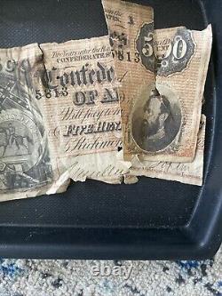 RARE CSA FIVE HUNDRED BILL CURRENCY RICHMOND 1864 Torn $20 CSA (2)