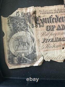 RARE CSA FIVE HUNDRED BILL CURRENCY RICHMOND 1864 Torn $20 CSA (2)