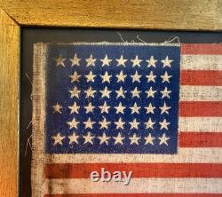 RARE Circa 1896 ANTIQUE 45 Star American Parade Flag Folk Art post Civil War