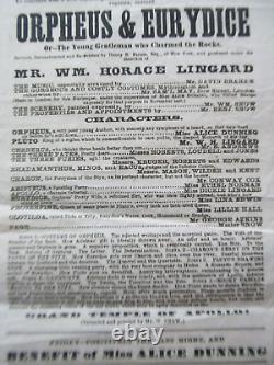 RARE Civil War ADVERTISING BROADSIDE, Theatre Comique, Opera, Lingard, Boston