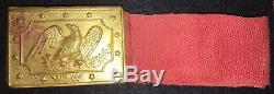 RARE Civil War ERA Militia Brass Panel Plate Belt Buckle Original Belt