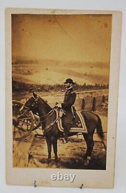 RARE Civil War General Sherman Horseback 1864 CDV Photograph + 2c Revenue Stamp