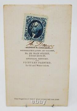 RARE Civil War General Sherman Horseback 1864 CDV Photograph + 2c Revenue Stamp