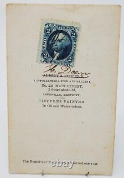 RARE Civil War General Sherman Horseback 1864 CDV Photograph + 2c Revenue Stamp