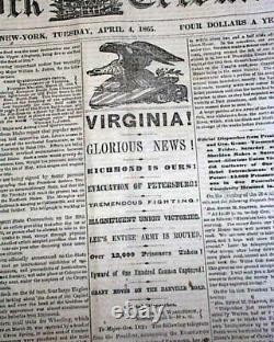 RICHMOND Virginia FALLS with Heraldic Eagle Print 1865 Civil War Ending Newspaper