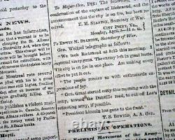 RICHMOND Virginia FALLS with Heraldic Eagle Print 1865 Civil War Ending Newspaper
