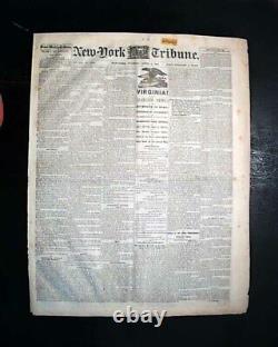 RICHMOND Virginia FALLS with Heraldic Eagle Print 1865 Civil War Ending Newspaper