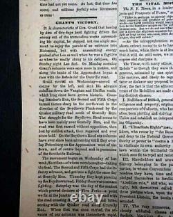 RICHMOND Virginia FALLS with Heraldic Eagle Print 1865 Civil War Ending Newspaper