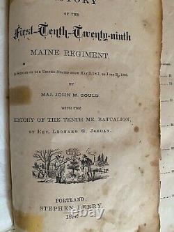 Rare 1871 Civil War Antiquarian Book, History Of The Maine Regiment, Gould
