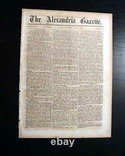 Rare ALEXANDRIA Virginia Abraham Lincoln Proclamation CIVIL WAR 1863 Newspaper