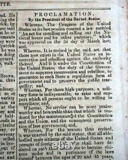 Rare ALEXANDRIA Virginia Abraham Lincoln Proclamation CIVIL WAR 1863 Newspaper