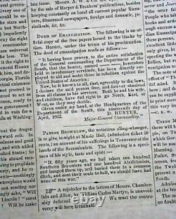 Rare ANTI-SLAVERY William Lloyd Garrison EMANCIPATION 1862 Civil War Newspaper